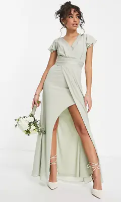 TFNC London Mint Green Dress UK 14 Arianna Chiffon Bridesmaid Prom OccasionParty • £19.95