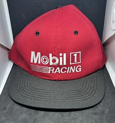 Vintage Mobil 1 Racing Hat Red & Black Snapback Cap USA • $14.99