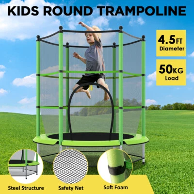 $999.99 • Buy 4.5ft Trampoline Kid Round Trampolines Junior Enclosure Safety Net Outdoor
