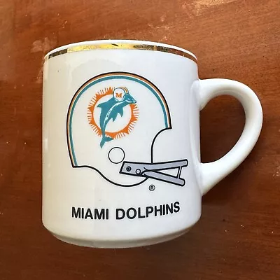Vintage NFL MIAMI DOLPHINS XIX Superbowl Gold Rim MUG Cup • $9.99