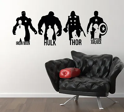 Marvel Iron Man Hulk Thor Captain America Hero  Decal Wall Art Sticker Picture • £11.33