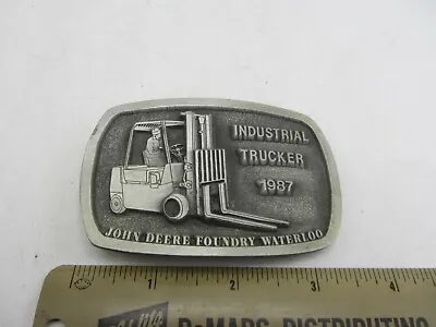 Vintage 1987 John Deere Foundry Waterloo Industrial Trucker Forklift Belt Buckle • $7.17
