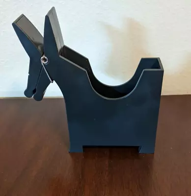 Retro Desktop Black Plastic Donkey Paper Memo Pad & Pen Holder With Big Clip • $10