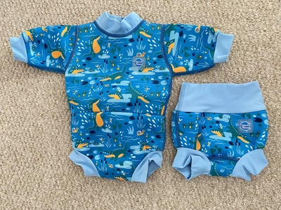 £17.99 • Buy Splash About Small 0-3 Months Happy Nappy And Wetsuit Crocodile Swamp Blue GC