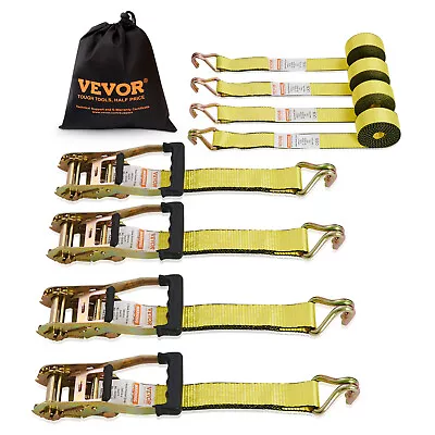 VEVOR 4 Pack Ratchet Tie Down Straps 5000 Lbs 2  X 15' Heavy Duty Double J Hook • $40.99