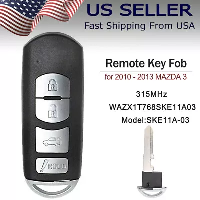 New For 2010-2013 Mazda 3 Smart Key Proximity Remote Fob Wazx1t768ske11a03 • $63.49