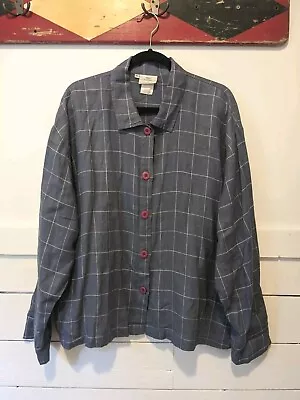 Hot Cotton Marc Ware Linen Shirt Womens Extra Large Boxy Long Sleeve Button Up • $24
