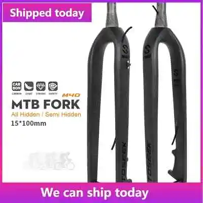 TOSEEK MTB Full Carbon Rigid Fork Thru Axle 15*100mm Vertebra Tube 27.5/29  • $149.99