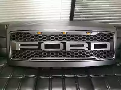 Front Grille For 1999-2004 Ford F250 F350 Super Duty Raptor Style W/Letter&LED • $219.89