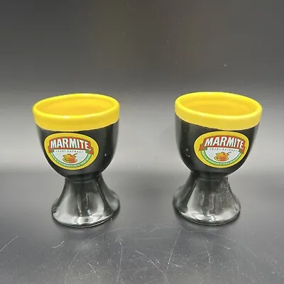 Pair Of 2 Vintage Marmite Ceramic Egg Cups Novelty Advertising Great Condition • £11.95