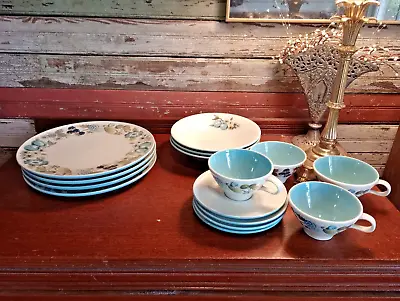 20 Pc Vintage Iroquois China Informal By Ben Seibel Blue Vineyard Dinnerware Set • $89.90