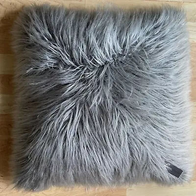 THRO Marlo Lorenz Kerry Keller Silver Faux Mongolian Fur Throw Pillow 20x20 NWT • $22.35