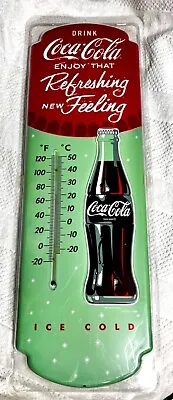 Coca-Cola Thermometer Bottle Cap Button Vintage Style Metal Wall Decor Sign • $74