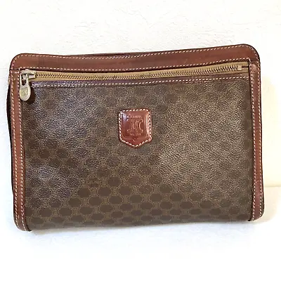 Vintage CELINE Purse Clutch Bag Brown PVC Leather Authentic From JAPAN • $99.99