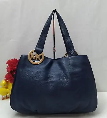Michael Kors Fulton Navy Blue Leather Shoulder Bag • $95