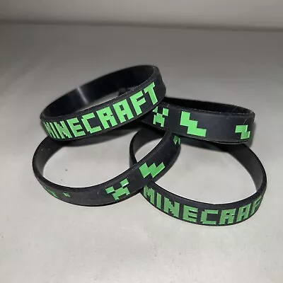 Set Of 4 Black Minecraft Creeper SIlicone Rubber Wristband / Bracelet • $9.99