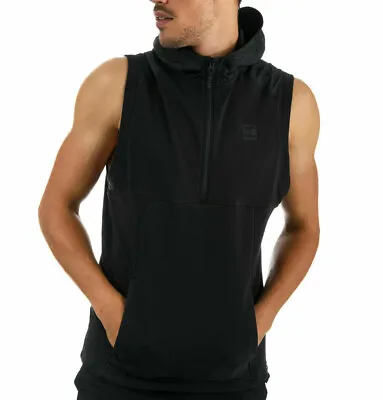 Under Armour Men's UA Microthread Terry Sleeveless Black Hoody (Size M) NEW • £39.99