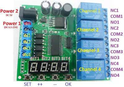 12V 4 Channel Delay Relay Shield Board Cycle Timer Switch Module PLC Smart Home • $17.18
