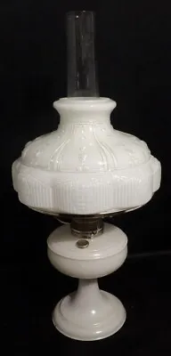 Vintage Aladdin 100 Venetian Satin White Alpa Crystall Oil Table Lamp 1932-1933 • $150