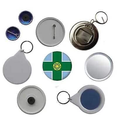£3.20 • Buy Derbyshire England Flag Pin Button Badge Magnet Keyring Bottle Opener Mirror
