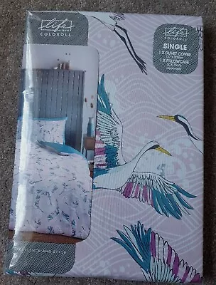 LIFE FROM COLOROLL Dreamy Craines Blue Mix SINGLE DUVET COVER 1 Pillow Case Set • £9.99