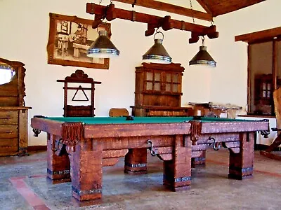 Hand-Crafted RUSTIC LOG Pool Table 'WILD WEST' For Log Home Cabin Or Ranch • $6700