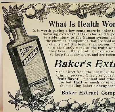 1901 Baker's Extracts Quack Medicine Victorian Medical Beverage Advertisement • $6.04