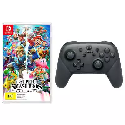 Super Smash Bros. Ultimate With Nintendo Switch Pro Controller Bundle • $179.95