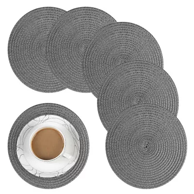 Set Of 6 Heat Insulation Non Slip Braided Cotton Dinner Table Mats Round • £4.99