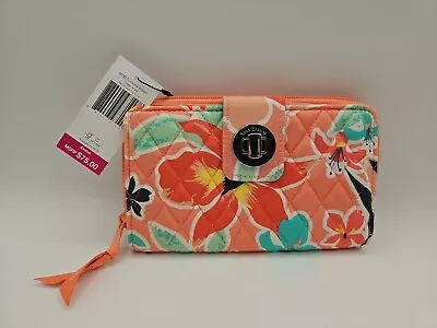 Vera Bradley Rain Forest Lily Coral Pattern RFID Turnlock Wallet • $39.95