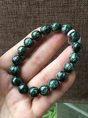 11mm Genuine Natural Green Seraphinite Crystal Round Beads Bracelet • $88.65