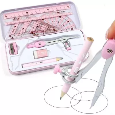 £7.27 • Buy 1 Set Compass Math Drawing Tool Straight Ruler Geometry Protractor Compasses-Set