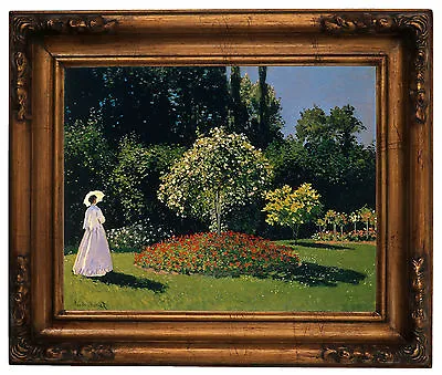 Monet Women In The Garden 2 Wood Framed Canvas Print Repro 11x14 • $87.86