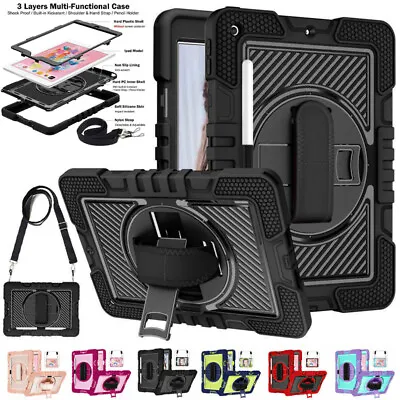 $10.99 • Buy Rugged Stand Hard Case Shockproof Cover Strap For IPad 7/8/9th 10th 6/5th Air 5