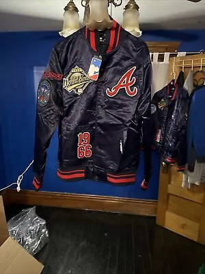 ATLANTA BRAVES DTLR Mens NAVY Long Sleeve Varsity PRO STANDARD JACKET Small • $100