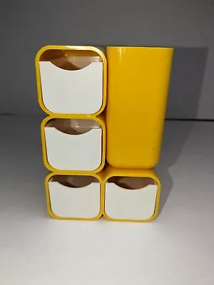 1970's Modular Yellow Plastic Desk Organizer 4 Drawer Caddy Pen Holder • $29.95