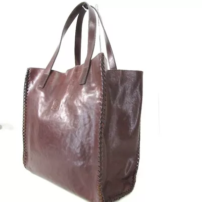 Il Bisonte Tote Bag Side Braided Leather Dark Brown 61000355 • $198.15