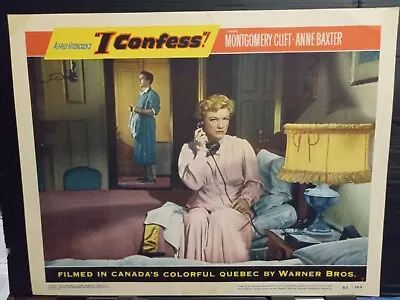 Lobby Card 1953 I CONFESS Hitchcock Anne Baxter Bedroom Phone Monty Clift Mirror • $34.99