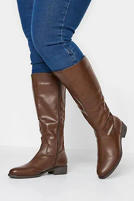 Wide Fit & Extra Wide Fit PU Stretch Heeled Knee High Boots • £50