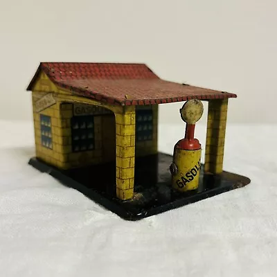 German Tin Litho Gas Station Penny Toy Christmas Putz Service Station • $75