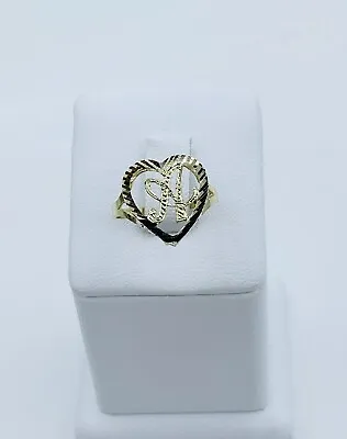 10k Gold Inicial Heart Ring - Anillo Mujer Corazón Inicial • $130.90