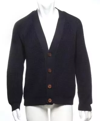 VINCE Mens Navy Dark Blue Cotton Knit Cardigan V-Neck Long Sleeve Sweater L • $125