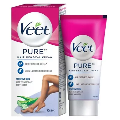 Veet Pure Hair Removal Cream With No Ammonia Smell Sensitive Skin - 50 Gm • $10.98