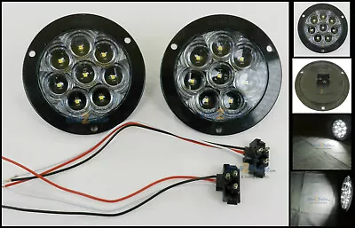 (2) 8 LED 4  Round Light Clear/White Reverse Utility TecNiq LED Flange Mount USA • $23.99