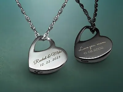 Personalized Heart Urn Necklace Cremation Urn For Ashes Memorial Keepsake Gift • $16.90