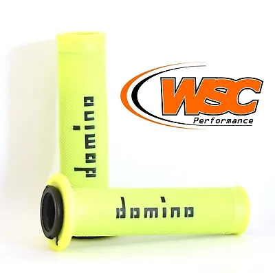 Domino A010 Motorcycle Road Racing Dual Density Handlebar Grips Fluro Black • £21.44