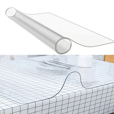 50-200CM 9 Sizes Clear Table Cloth Protector Cover PVC Top Pad 2mm Thick Dining • £9.94