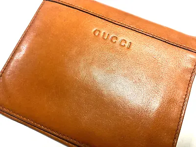 $243.84 • Buy Gucci Vintage Logo Embossed Soft Leather Wallet Gg Bifold Purse Italy Brown