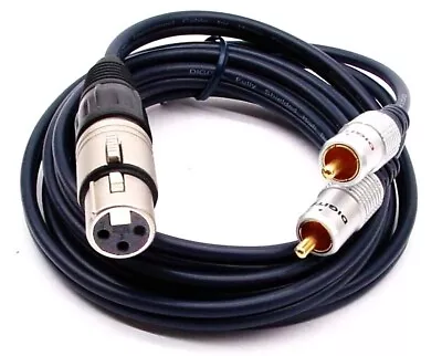 J&D XLR 3-pin Female Socket To 2x RCA Phono Male Plugs Audio HQ OFC Lead Cable • £11.99
