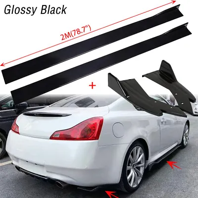 $105.99 • Buy For Infiniti G35 G37 Coupe Sedan Glossy Black 78.7  Side Skirt +Rear Bumper Lip